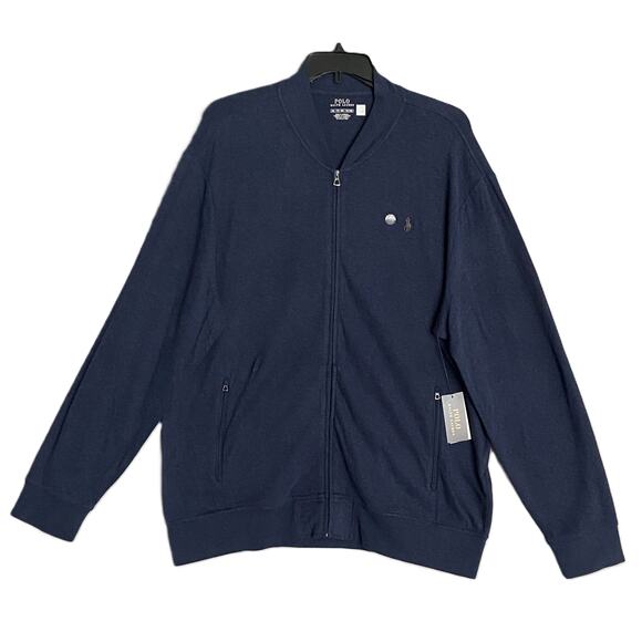 Polo Ralph Lauren Men's XXL Full-Zip Luxury Jersey Baseball Jacket Blue NEW - Picture 2 of 12